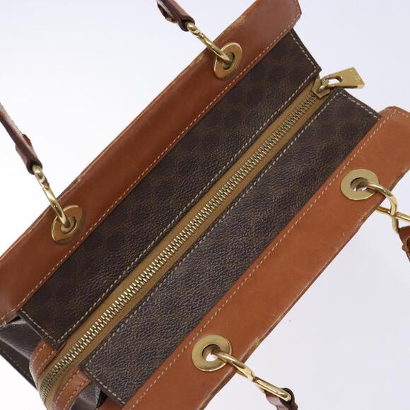 CELINE Macadam Canvas Hand Bag Pvc Leather Brown Gold - Picture 6 of 12